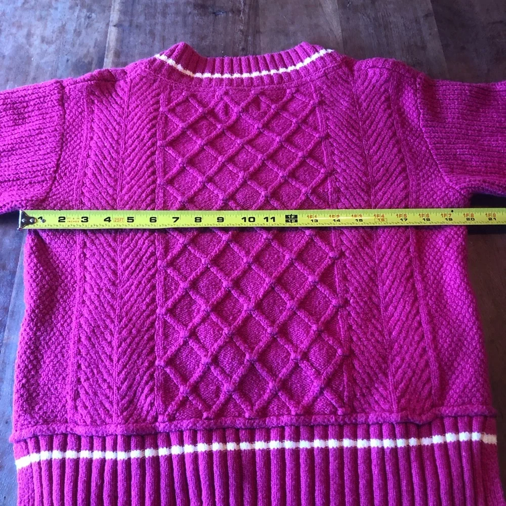 Anthropologie Maeve Sweater The Tillie V-Neck Cable Knit Pullover in Berry Pink - Picture 11 of 14